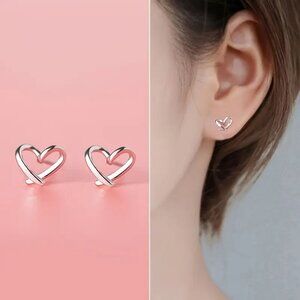 Elegant Heart-Shaped Hollow Stud Earrings